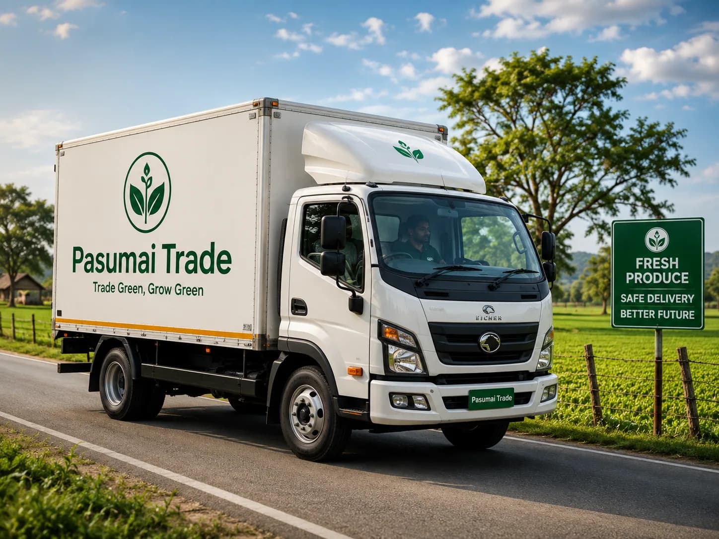 A loaded goods vehicle carrying crates of vegetables on the road