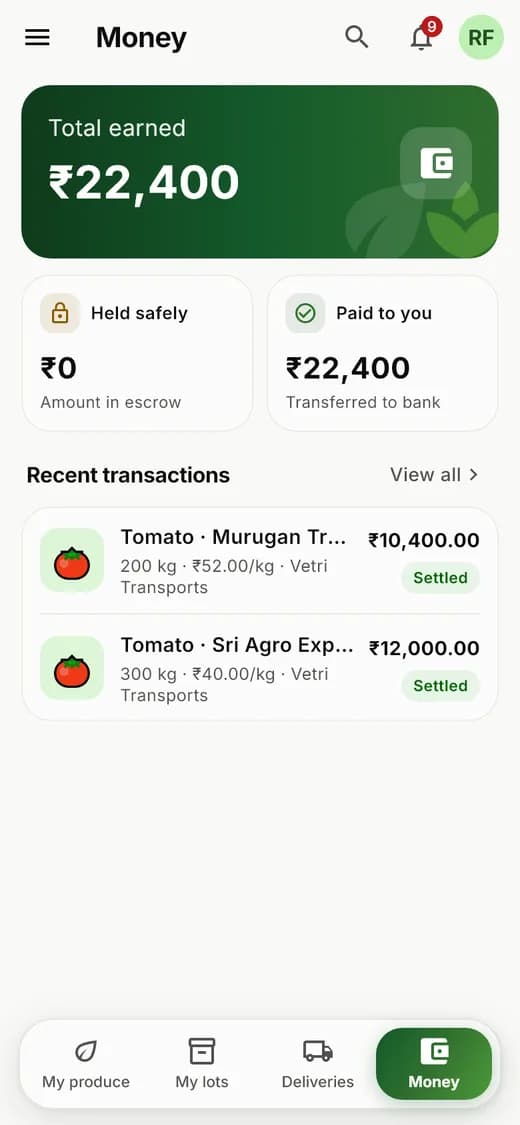 Money: held safely, then paid out